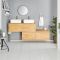 Milano Oxley - Oak 1800mm Wall Hung Stepped Vanity Unit with Countertop Basins