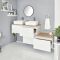Milano Oxley - White and Oak 1800mm Wall Hung Stepped Vanity Unit with Countertop Basin
