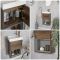 Milano Bexley - Dark Oak 400mm Wall Hung Open Shelf Cloakroom Vanity Unit with Basin