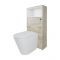 Milano Bexley - Light Oak Modern 600mm Open Shelf Vanity Unit, WC Unit, Pan, Three Storage Units and Mirror