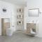 Milano Bexley - Light Oak Modern 600mm Open Shelf Vanity Unit, WC Unit and Back to Wall Pan
