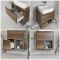 Milano Bexley - Dark Oak 600mm Wall Hung Open Shelf Vanity Unit with Square Countertop Basin