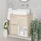 Milano Bexley - Light Oak 600mm Wall Hung Open Shelf Vanity Unit with Square Countertop Basin