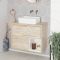 Milano Bexley - Light Oak 800mm Wall Hung Open Shelf Vanity Unit with Rectangular Countertop Basin