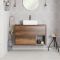 Milano Bexley - Dark Oak 1000mm Wall Hung Open Shelf Vanity Unit with Rectangular Countertop Basin