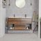 Milano Bexley - Dark Oak 1200mm Wall Hung Open Shelf Vanity Unit with Double Basin