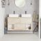 Milano Bexley - Light Oak 1200mm Wall Hung Open Shelf Vanity Unit with Rectangular Countertop Basins
