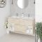 Milano Bexley - Light Oak 1200mm Wall Hung Open Shelf Vanity Unit with Double Basins