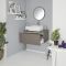 Milano Oxley - Grey 800mm Wall Hung Vanity Unit with Countertop Basin