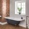 Milano Hest - Stone Grey Traditional Freestanding Corner Bath with Brushed Gold Feet - 1685mm x 750mm - Left/Right Hand Options