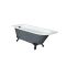 Milano Hest - Stone Grey Traditional Freestanding Corner Bath with Black Feet - 1685mm x 750mm - Left/Right Hand Options