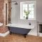 Milano Hest - Stone Grey Traditional Freestanding Corner Shower Bath with Black Feet and Screen - 1685mm x 750mm - Left/Right Hand Options