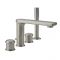 Milano Ashurst - 4 Tap-Hole Modern Deck Mounted Bath Shower Mixer Tap with Hand Shower - Brushed Nickel