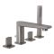 Milano Hunston - 4 Tap-Hole Modern Deck Mounted Bath Shower Mixer Tap with Hand Shower - Brushed Nickel