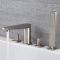 Milano Hunston - 4 Tap-Hole Modern Deck Mounted Bath Shower Mixer Tap with Hand Shower - Brushed Nickel