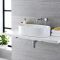 Milano Overton - White Modern Oval Countertop Basin with Wall Mounted Mixer Tap - 575mm x 360mm