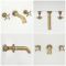 Milano Elizabeth - Traditional Wall Mounted 3 Tap-Hole Crosshead Basin Mixer Tap - Brushed Gold