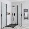 Milano Nero - Black Hinged Double Door Corner Shower Enclosure with Slate Tray - Choice of Sizes