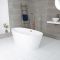 Milano Irwell - White Modern Oval Double-Ended Freestanding Bath - 1595mm x 740mm - Choice of Overflow Finish