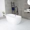Milano Overton - White Modern Oval Double-Ended Freestanding Bath - 1555mm x 745mm - Choice of Overflow Finish