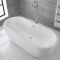 Milano Overton - White Modern Oval Double-Ended Freestanding Bath - 1555mm x 745mm