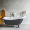 Milano Hest - Stone Grey Traditional Freestanding Slipper Bath with Brushed Gold Feet - 1710mm x 740mm (No Tap-Holes)