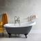 Milano Hest - Stone Grey Traditional Freestanding Slipper Bath with Black Feet - 1710mm x 740mm (No Tap-Holes)