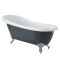 Milano Hest - Stone Grey Traditional Freestanding Slipper Bath with Chrome Feet - 1710mm x 740mm (No Tap-Holes)