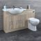 Milano Arch - Oak Modern 1340mm Vanity and WC Combination Unit with Pan and Cistern