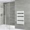 Milano Lustro Electric - White Flat Panel Designer Heated Towel Rail - 975mm x 600mm