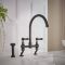 Milano Elizabeth - Traditional Cranked Bridge Kitchen Mixer Tap with Pull-Out Spray - Black
