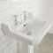 Milano Richmond - White Traditional Square Basin with Full Pedestal - 595mm x 470mm (2 Tap-Holes)