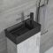 Milano Lurus - Concrete Grey 400mm Compact Freestanding Cloakroom Vanity Unit with Black Basin