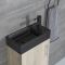 Milano Lurus - Oak 400mm Compact Freestanding Cloakroom Vanity Unit with Black Basin