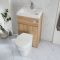 Milano Lurus - Oak Modern Select Toilet and Basin Combination Unit - 500mm x 890mm