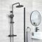 Milano Nero - Modern Thermostatic Round Bar Shower Valve with Multi Function Hand Shower and Shower Head - Black