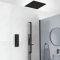 Milano Preto - Black Thermostatic Shower with Recessed Shower Head and Riser Rail with Hand Shower (2 Outlet)