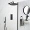 Milano Nero - Black Thermostatic Shower with Round Shower Head and Hand Shower (2 Outlet)