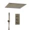 Milano Clarus - Thermostatic Shower with Recessed Shower Head and Hand Shower - Brushed Brass