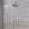 Milano Ashurst - Brushed Nickel Thermostatic Shower with Shower Head, Hand Shower and Riser Rail (2 Outlet)