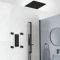 Milano Preto - Black Thermostatic Shower with Diverter, Recessed Shower Head, Riser Rail with Hand Shower and Body Jets (3 Outlet)