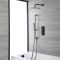 Milano Nero - Black Thermostatic Shower with Shower Head, Overflow Bath Filler and Riser Rail with Hand Shower (3 Outlet)