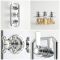 Milano Elizabeth - Chrome and White Traditional Thermostatic Shower with Diverter, Shower Head, Body Jets and Riser Rail (3 Outlet)