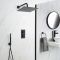 Milano Nero - Black Thermostatic Shower with Diverter, Square Shower Head and Hand Shower (2 Outlet)