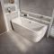 Milano Overton - 1700mm x 750mm Modern Double Ended Back to Wall D-Shaped Bath with Panel