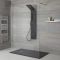 Milano Orton - Modern Exposed Shower Tower Panel with Shelf, Large Shower Head, Hand Shower and Body Jets - Black