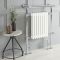 Milano Elizabeth - White Traditional Dual Fuel Heated Towel Rail - 930mm x 620mm (withOverhanging Rail) - Choice of Wi-Fi Thermostat and Cable Cover
