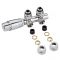 Milano - Chrome H-Block Angled Valve With Chrome TRV Head - 15mm Copper Adapters