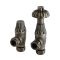 Milano Windsor - Antique Style Thermostatic Angled Radiator Valve and Pipe Set - Aged Bronze