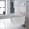 Milano Overton - White Modern Rimless Wall Hung Toilet with Tall Wall Frame - Choice of Flush Plate